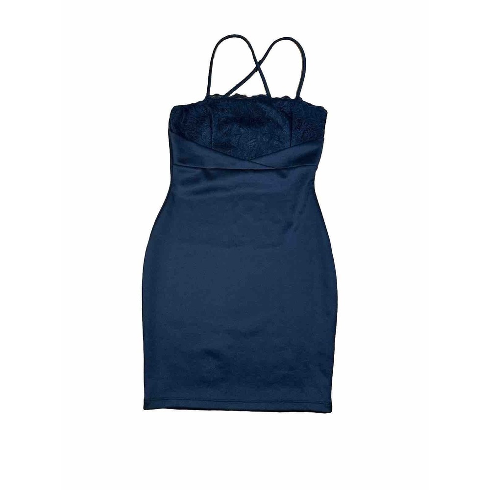 Glare Black‎ Short Bodycon Spaghetti Strap ￼Dress Womens Size Medium Look Small